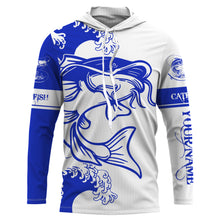 Load image into Gallery viewer, Personalized Catfish fishing tattoo jerseys, Catfish Long Sleeve Fishing tournament shirts | Blue NQS3736