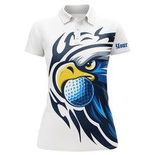 Load image into Gallery viewer, Womens golf polo shirts custom blue Eagle golf ball white golf tops, team golf attire ladies NQS7286