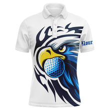 Load image into Gallery viewer, Mens golf polo shirts custom blue Eagle golf ball white golf tops, team golf attire for mens NQS7286