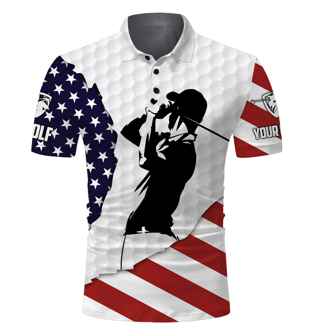 American flag patriot long sleeve golf polos shirts personalized golf gifts for him NQS3310