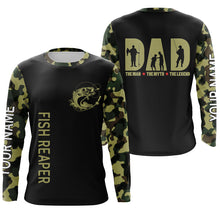 Load image into Gallery viewer, Dad The man, the myth, the legend camo Bass fishing shirts custom sun protection fishing gift for dad NQS1166