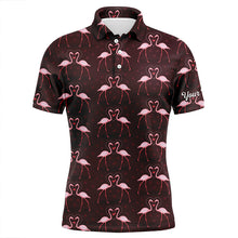 Load image into Gallery viewer, Love pink flamingos pattern custom Mens golf polo shirt, Flamingo golfing gifts NQS6858