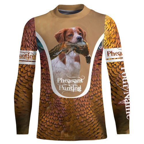 Brittany Pheasant hunting dog Custom name All over print Shirts, Personalized Hunting gifts FSD4000