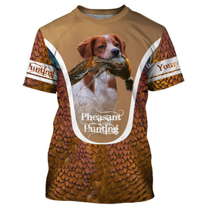 Brittany Pheasant hunting dog Custom name All over print Shirts, Personalized Hunting gifts FSD4000