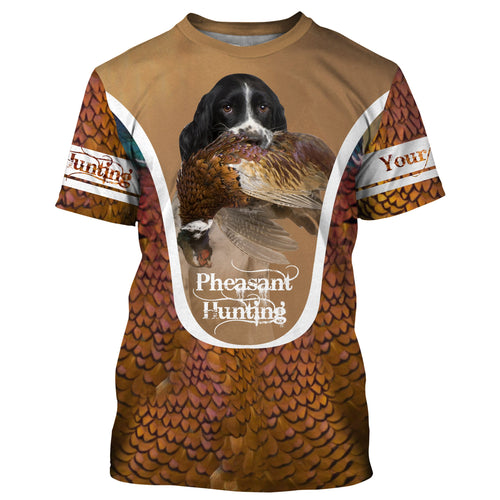 English Springer Spaniel Pheasant hunting dog Custom name All over print Shirts, Personalized gifts FSD4001