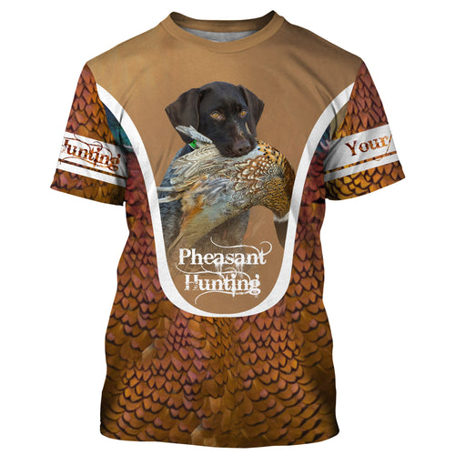 Deutsch Drahthaar Pheasant hunting dog Custom name All over print Shirts, Personalized Hunting gifts FSD4003