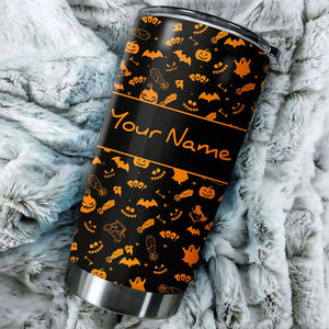 Black orange Halloween background Custom Stainless Steel Tumbler Cup plan for the day coffee golf wine NQS6395