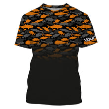 Load image into Gallery viewer, Fishing black orange camouflage UV long sleeve, hooded camo shirts Custom fishing apparel NQS2514