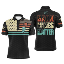 Load image into Gallery viewer, Vintage American flag golf polo shirt for men custom back nines matters golf clubs black golf shirts NQS5270