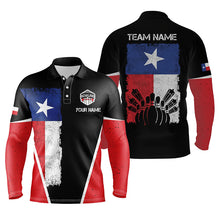 Load image into Gallery viewer, Mens polo bowling shirts Custom name Texas flag vintage black Bowling Team Bowlers Jerseys NQS5273