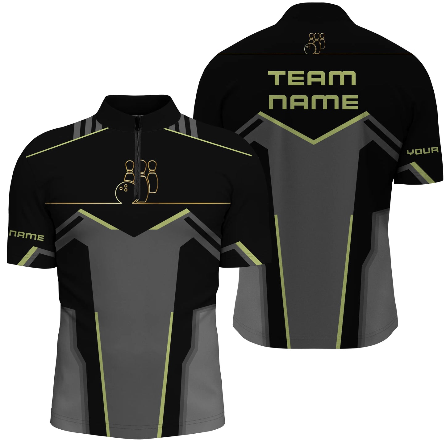 Custom bowling shirt for men – personalized team jersey front view
