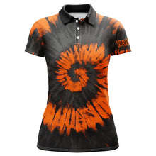 Load image into Gallery viewer, Black and orange Halloween tie dye background Women golf polo shirt custom team golf jersey for ladies NQS6420