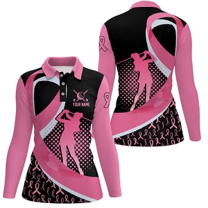 Breast Cancer Awareness golf shirts custom team Women golf polo shirt, pink ribbon black golf shirts NQS7165