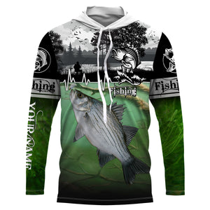 White bass Fishing freshwater fish UV protection quick dry Custom name long sleeves UPF 30+ fishing shirt for adult and Kid NQS2660