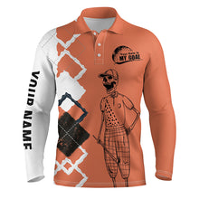 Load image into Gallery viewer, Funny golf shirts skull custom Men golf polos shirts your hole is my goal, golf gifts for him | Orange NQS4590