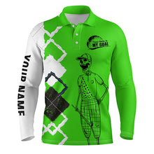 Load image into Gallery viewer, Funny golf shirts skull custom Men golf polos shirts your hole is my goal, golf gifts for him | Green NQS4590