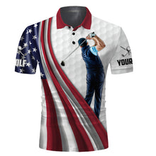 Load image into Gallery viewer, White Golf American flag 4th July golf polo shirt personalized patriotic sport golf gifts NQS3501