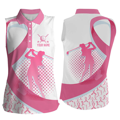 Breast Cancer Awareness golf shirts custom team Women sleeveless polo shirt, pink ribbon golf shirts NQS7059