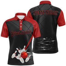 Load image into Gallery viewer, Black and red team bowling league jerseys custom Men Bowling Polo Shirt, gifts for mens bowler NQS7176