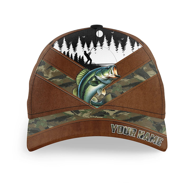 Largemouth bass fishing camo hats for men, women custom name baseball best fishing hat NQS7178