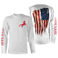 Load image into Gallery viewer, American flag patriotic horse riding Custom Name 3D All Over Printed Shirts Personalized horse shirt NQS3099