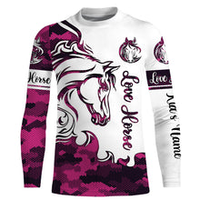 Load image into Gallery viewer, Love Horse pink camo Customize Name 3D All Over Printed Shirts Personalized Horse Lovers gift For Adult, Kid, horse shirt for girl NQS2692