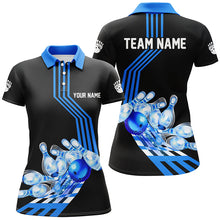 Load image into Gallery viewer, Women Bowling Polo Shirts Custom Bowling Team league Jerseys, gifts for bowlers | Blue NQS7070
