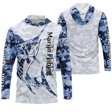 Load image into Gallery viewer, Marlin fishing Saltwater Fish blue camo UV protection customize name fishing apparel NQS1351