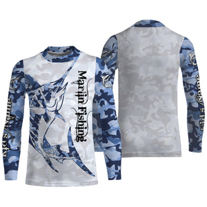 Marlin fishing Saltwater Fish blue camo UV protection customize name fishing apparel NQS1351