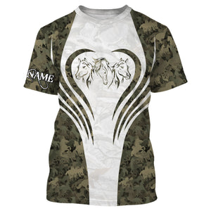 Beautiful horse tattoo camo shirt Customize Name 3D All Over Printed Shirt, personalized girls horse shirt, gift for horse lovers NQS2879