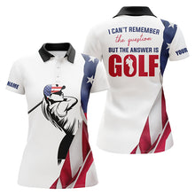 Load image into Gallery viewer, Funny Womens golf polo shirt custom American flag I can't remember the question but the answer is golf NQS5339