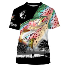 Load image into Gallery viewer, Rainbow trout fishing scales Custom name performance anti UV long sleeve fishing shirts jerseys NQS3667