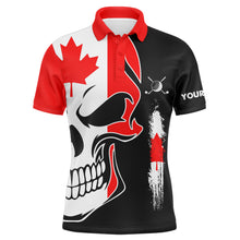 Load image into Gallery viewer, Mens golf polo shirts Canadian flag patriotic custom skull golf shirts for men, best mens golf wear NQS5067
