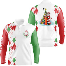 Load image into Gallery viewer, Christmas Mens golf polo shirt custom Christmas Santa Claus white golf shirt for men, team golf jersey NQS6914