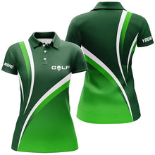 Load image into Gallery viewer, Women golf polo shirts custom name womens golf clothes, tournament golf tops for ladies | Green NQS6919