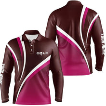 Load image into Gallery viewer, Mens golf polo shirts custom name men's golf polos, tournament golf tops for mens | Pink NQS6920