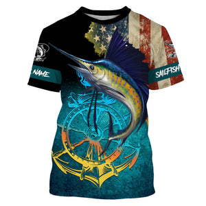 Sailfish fishing American flag patriotic Custom upf fishing Shirts jersey, custom fishing shirts NQS3115