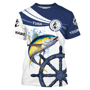 Tuna fishing All Over Printed Shirts Customize Name and boat name Long Sleeve Fishing Shirts NQS1731