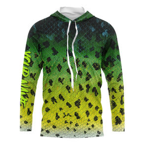 Crappie fishing green scales long sleeves Fishing shirts UV protection customize name NQS2146