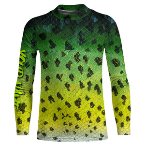 Crappie fishing green scales long sleeves Fishing shirts UV protection customize name NQS2146