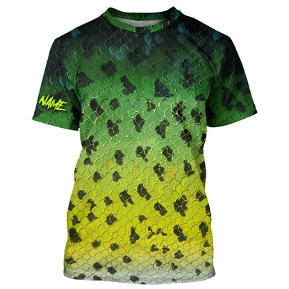 Crappie fishing green scales long sleeves Fishing shirts UV protection customize name NQS2146