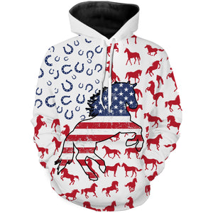 Horse American flag patriotic 3D All Over Printed horse shirts, animal shirts, gift for horse lovers NQS2905