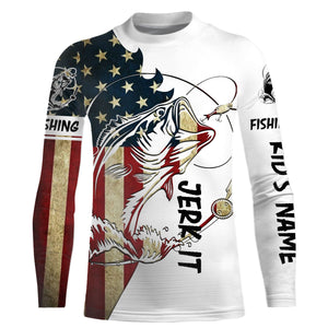 Largemouth bass Fishing American flag patriot Jerk it UV protection customize fishing apparel NQS1893