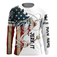 Load image into Gallery viewer, Largemouth bass Fishing American flag patriot Jerk it UV protection customize fishing apparel NQS1893