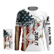 Load image into Gallery viewer, Largemouth bass Fishing American flag patriot Jerk it UV protection customize fishing apparel NQS1893