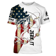 Load image into Gallery viewer, Largemouth bass Fishing American flag patriot Jerk it UV protection customize fishing apparel NQS1893