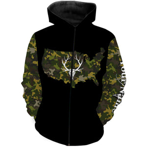 Deer hunting Camo Customize Name 3D All Over Printed Shirts Personalized Hunting gift For Adult And Kid NQS2317