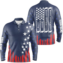 Load image into Gallery viewer, Red white and blue American flag Mens golf polo shirt custom patriotic men's golf outfits NQS6736