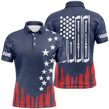 Load image into Gallery viewer, Red white and blue American flag Mens golf polo shirt custom patriotic men's golf outfits NQS6736