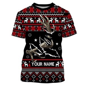 Funny Ugly Sweater pattern Deer shed Hunting Custom All over print Shirts, Christmas shirt for hunter NQS4466